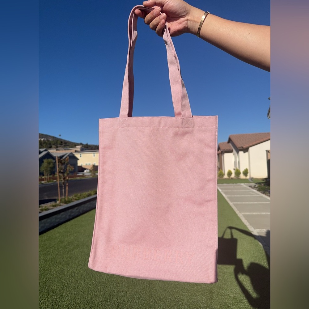 New BURBERRY Pink Canvas Fabric Tote BAG Double Handle GWP Shopping bag